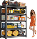 72" H Metal Garage Shelving Units Shelves for Organization Storage Shelves 3000Lbs 5-Tier Adjustable Metal Storage Rack Shelf Garage Shelf Organizer for Industries Basement Pantry Warehouse, Black