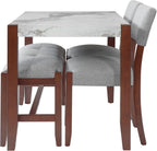 Merax 4 Piece Dining Table Set, Faux Marble Table and 2 Upholstered Chairs 1 Bench, 4 Person Dinette Set for Kitchen, Dining Room, Space-Saving, Gray