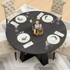 43 inch Round Dining Table for 4-6, Dining Table with Storage Shelf, Wood Grain Top, Sturdy Wood Legs, Space Saving Dinner Tables, Circle Kitchen Tables