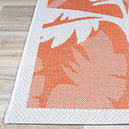 Couristan Monaco Indoor Outdoor Area Rug – Coastal Flora 5'3" x 7'6" in Ivory Orange – Flatwoven, Hose Washable, Pet Friendly Rug for Patio, Porch and Home Decor