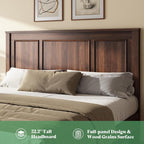 AMERLIFE 52.2" King Size Farmhouse Bed Frame with Headboard, Rustic Brown