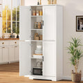 IDEALHOUSE Pantry Cabinet,70" Tall Kitchen Pantry Cabinet with 4 Doors and 3 Adjustable Shelves, Freestanding Cupboard, Modern Storage Cabinet for Bathroom, Dining Room, Living Room (White)