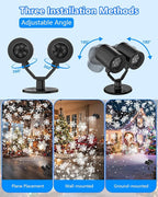Christmas Projector Lights Outdoor, 2025 Upgraded Snowflake Double Head, 360° Rotating, IP65 Waterproof, Timer Function - Holiday, Party, Christmas Decorations & Gifts for Yard, Garden, Indoor