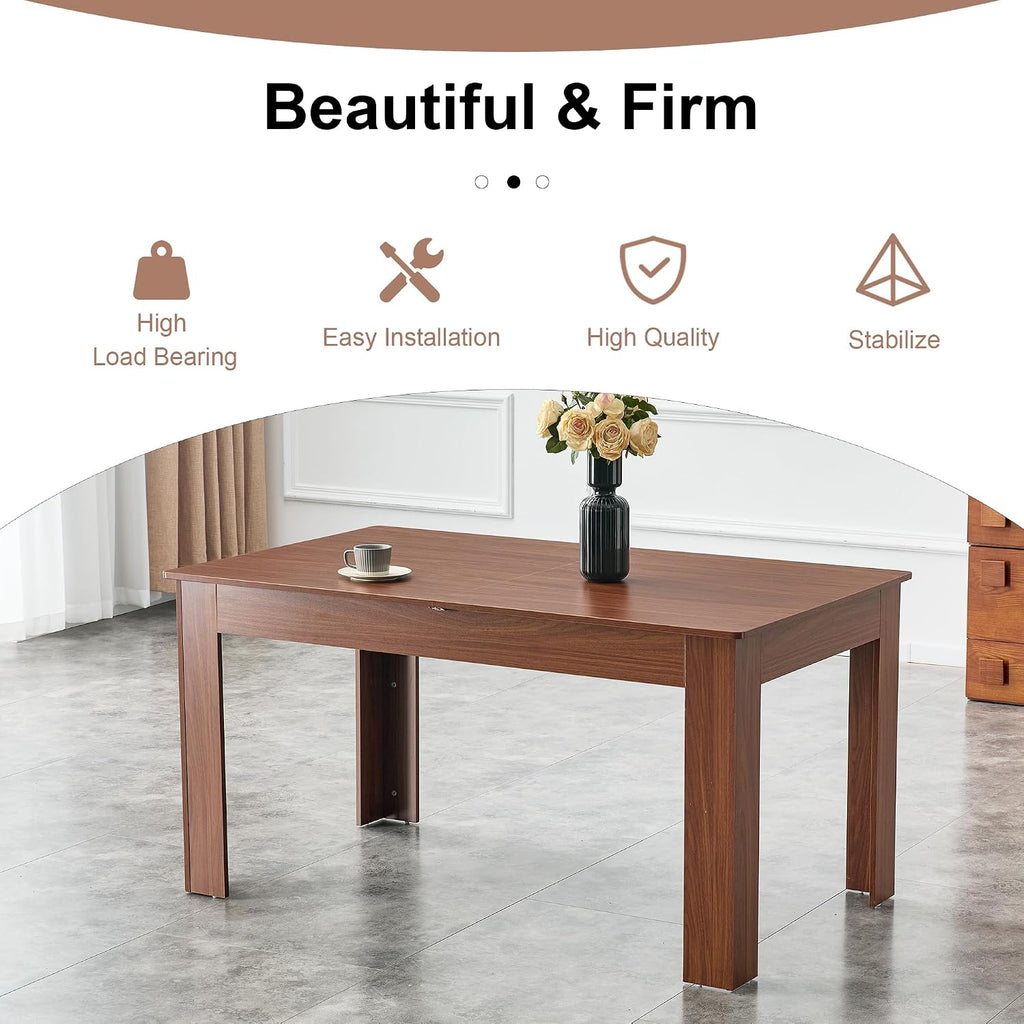 Extendable Dining Table for 4-10 People｜59-87 Inch Rectangular Kitchen & Dining Room Table with 2 Extension Leaves｜Modern Walnut Wood Expandable Table