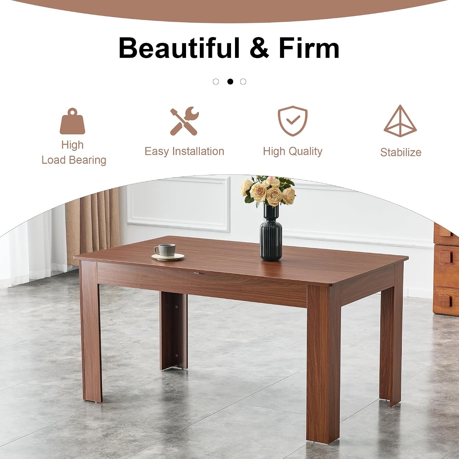 Extendable Dining Table for 4-10 People｜59-87 Inch Rectangular Kitchen & Dining Room Table with 2 Extension Leaves｜Modern Walnut Wood Expandable Table