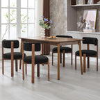 Okeysen Modern Dining Chairs Set of 4, Round Upholstered Armless Kitchen Chairs with Wood Legs Adjustable Foot, Mid Century Boucle Dining Chairs for Dining Room(Black)