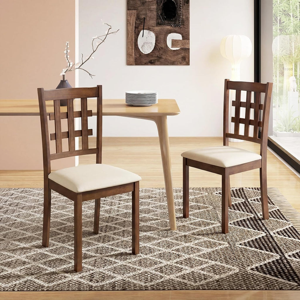 Giantex Wooden Dining Chairs Set of 4, Linen Fabric Upholstered Kitchen Chairs w/Rubber Wood Frame, Padded Seat, High Curved Back, Farmhouse Armless Side Chairs, Living Dining Room Restaurant