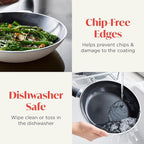 Deco 8” Nonstick Frying Pan Skillet, Made in Italy, Diamond Ceramic PFAS-Free, Dishwasher & Metal Utensil Safe, Durable Gloss Enamel Finish, Stay-Cool Handle, High Walls-Extra Room, Taupe