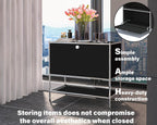 Metal Nightstand, Mid-Century Modern Bookshelf, Flap Door 27.5 | Sleek Modern Design,Space-Saving, Cube Storage Organizer, Bedside Table, Entryway Console for Home, Office, or Foyer