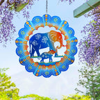 Elephant Wind Spinners Elephant Gifts for Women/Men 12 inch 3D Stainless Steel Hanging Wind Spinner Metal Wind Catchers Kinetic Sculpture for Indoor/Outdoor Decor, Yard Art, Garden Decorations