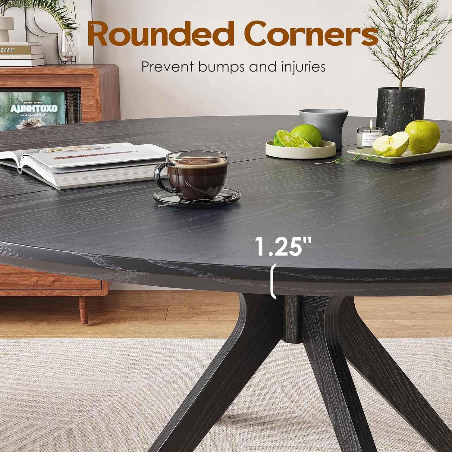 Round Dining Table for 4, Kitchen Table with Intersecting Pedestal Base, for Dining Room, Living Room,Kitchen (Black)