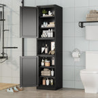 Ckzbx Tall Narrow Storage Cabinet 66.93" H Tall Bathroom Cabinet Metal Pantry Cabinets, 4 Adjustable Shelves for Kitchen, Home Office, Living Room, Dinning Room (16 inches Wide Black)