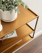 Kate and Laurel Nomi Modern Metal Floating Side Table with Storage, 18 x 10 x 12, Gold, Contemporary Tiered Floating End Table for Use as Wall Shelf for Small Spaces