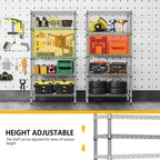 M MZG 1250 lbs 5 Tier Shelf Metal Storage Shelves Shelving Wire Rack Heavy Duty Closet Organizers for Garage Kitchen Bathroom Laundry Chrome 13.8" D x 29.5" W x 59.5" H