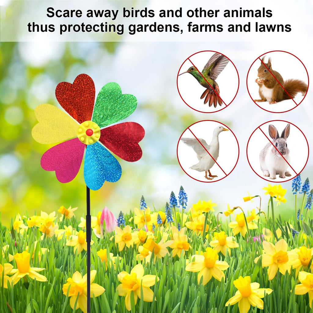 Garden Wind Spinners for Outdoor, Decorative Pinwheel Bee Butterfly Ladybug Windmill Whims (Sparkly-2)