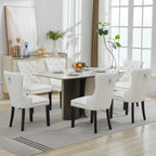 PU Leather Dining Chairs Set of 4, Upholstered Dining Room Chairs with Solid Wood Legs & Back Ring Pull Trim Ring, Modern Dining Chairs Perfect for Dining Room,Living Room,Kitchen, White