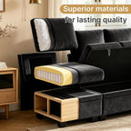 Oversized Sectional Sleeper Couch, 9 Seat Modular Sofa Pull-Out Storage Bed | MastonHome 109" U-Shaped Convertible Cloud Couch with Pillow Armrests, Chenille Fabric for Living Room, Apartment, Black