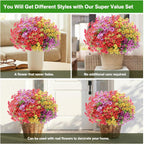Artificial Flowers Fake Plants for Outdoors Summer Decoration, 13 Bundles Silk Realistic UV Resistant Faux Flowers for Outside Planter Porch Yard Patio Garden Home Indoor, Mix