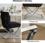 WUTUTUEE Luxury Velvet Dining Chairs, Tufted Upholstered Armless Accent Chairs with Silver Metal X-Legs, Modern Glam Dining Room Chair Set of 2, Black