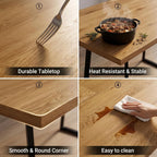 Modern Extendable Dining Table with 15.35" Butterfly Leaf, 47" to 63" Folding Kitchen Table for 4-6 People, Industrial Wood Top with Heavy Duty Metal U-Shape Legs, Space Saving Table for Dining Room