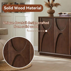 LKTART 59" Sideboard Buffet Cabinet Retro Accent Storage Cabinet with Magnetic Door Latches Adjustable Shelf for Living Room Kitchen(Walnut)