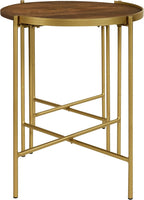 Coaster Home Furnishings - Malka - 2-Piece Round Wood Nesting Table Set with Soft Gold Table Frame - Transitional - Living Room - Brown and Gold - 936168