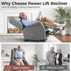 Amopatio Power Lift Recliner Chairs for Elderly Upgraded Living Room Reclining Chairs Indoor Lounge Chairs Single Sofa with Side Pockets and Remote Control for Bedroom