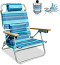 Beach Chairs for Adults, Portable Folding Backpack Beach Chair Heavy Duty 5-Position Lay Flat with Cooler Bag, Cup Holder for Outdoor/Lawn/Trip/Picnic/Fishing/Camping