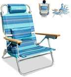Beach Chairs for Adults, Portable Folding Backpack Beach Chair Heavy Duty 5-Position Lay Flat with Cooler Bag, Cup Holder for Outdoor/Lawn/Trip/Picnic/Fishing/Camping