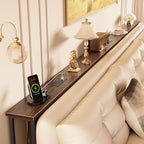 Huuger 118 Inch Sofa Table with Power Outlets, Skinny Behind Couch Table | 5.9 Inch Narrow Entryway Table, Extra-Long Console Table, Behind the Couch Table with Outlet for Living Room, Dark Walnut