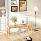 Dining Bench 55.1" Wood Solid Oak Wooden Bed End/Entryway Bench for Bedroom Living Room Kitchen(Nature)