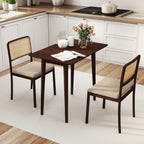 Giantex Dining Table for 2-4, 34" Rectangular Dinner Table with Solid Rubber Wood Frame, Space-Saving Kitchen Table for Small Space, Apartment, Living Room, Home Office (Walnut)