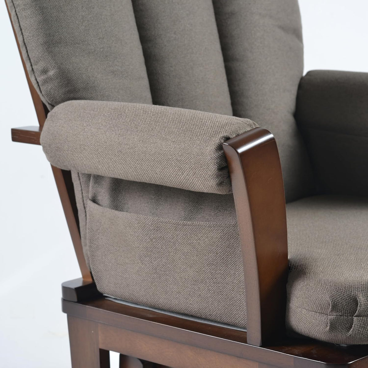 Joli Deluxe Glider Chair and Ottoman Set (Anthacite Fabric and Walnut Frame)