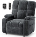 AMADA HOMEFURNISHING Power Recliner Chair for Adults, One-Touch Synchronized Electric Recliner with USB Ports, Cup Holder & Side Pockets, Thick Seat Cushion, Chenille, Living Room & Bedroom