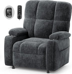 AMADA HOMEFURNISHING Power Recliner Chair for Adults, One-Touch Synchronized Electric Recliner with USB Ports, Cup Holder & Side Pockets, Thick Seat Cushion, Chenille, Living Room & Bedroom