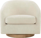 CHITA Swivel Accent Chair, Fully Assembled Fabric Barrel Armchair with FSC Certified Upholstered for Living Room, Bedroom and Office, Cream