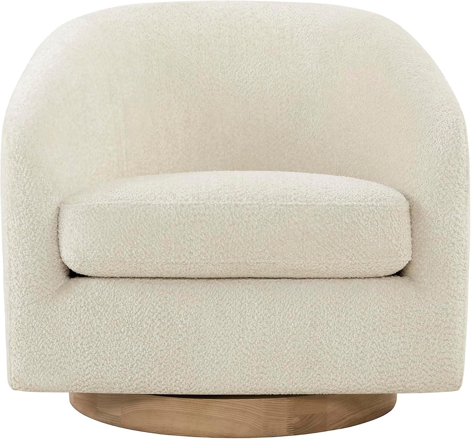 CHITA Swivel Accent Chair, Fully Assembled Fabric Barrel Armchair with FSC Certified Upholstered for Living Room, Bedroom and Office, Cream