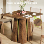 LITTLE TREE Wooden Square Dining Table 4 Sets, 31.5" Farmhouse Kitchen Table with Heavy-Duty Pedestal Base, Dinner Furniture for Dining Room, Living Room, Kitchen (1, Rustic Brown)