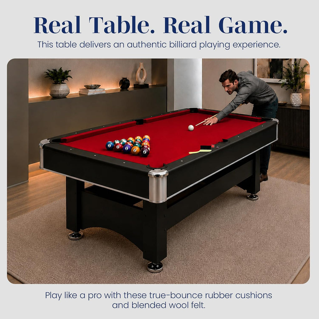 Hathaway Spartan 6 Ft Pool Table, with Ping Pong Multi Game Combo Tables for Family Recreation Game Rooms - Includes Billiard Balls, Cues, Paddles, Brush & More