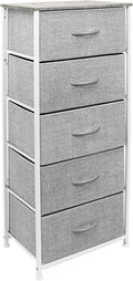Sorbus Nightstand with 5 Drawers - Bedside Furniture & Night Stand End Table Dresser with Steel Frame, Wood Top, Easy Pull Fabric Bins for Home, Bedroom Accessories, Office & Dorm