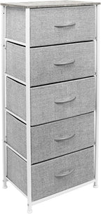 Sorbus Nightstand with 5 Drawers - Bedside Furniture & Night Stand End Table Dresser with Steel Frame, Wood Top, Easy Pull Fabric Bins for Home, Bedroom Accessories, Office & Dorm