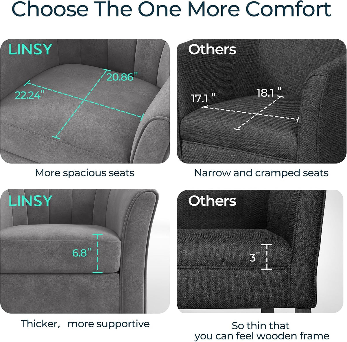 LINSY Large Swivel Accent Chair with Ottoman, Velvet Barrel Chair with Footrest, Modern Upholstered Comfy Reading Chair Armchair for Living Room, Bedroom, Study Room, Office, Grey