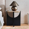 LuxenHome Modern Square Side Table, 19" Black & Brown Wood Accent End Table for Living Room, Office, Apartment, Nightstand, Bedside Sofa Coffee Table Home Furniture