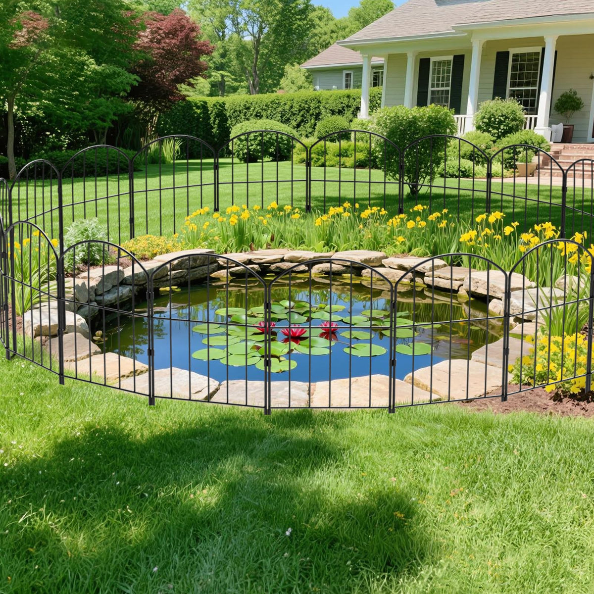 VANCASTLE Decorative Garden Fence Outdoor, 10.5ft (L) x 24in (H), 10 Panels