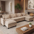 URRED Oversized Modular Sectional Sofa, 157" U Shaped Modern Comfy Cloud Couch with Movable Ottoman & Pillows, Deep Seat Couches for Living Room, Bedroom or Apartment (Chenille Khaki, 157" U Shaped)