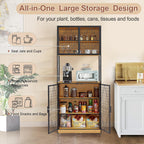 VECELO 72in Tall Kitchen Pantry Cabinet Set of 2 with Doors and Shelves, Large Freestanding Storage Cupboard with Countertop Hutch, Oak