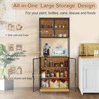 VECELO 72in Tall Kitchen Pantry Cabinet with Doors and Shelves, Large Freestanding Storage Cupboard with Countertop Hutch for, Oak