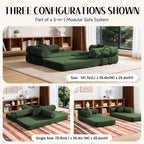 79" Corduroy Sofa Bed, Couch in a Box with 2 Pillows, High-Density Foam 4-in-1 Foldable Sleeper Futon Loveseat for Small Spaces, No Assembly, Side Pockets, Hex Arm Hunter Green