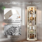 Corner Curio Cabinet, 70" H Lighted Glass Display Cage with Tempered Glass Doors and Adjustable Shelves, Bulb Inclued, Wine Bar China Cabinet for Living Room Liquor Storage (White)