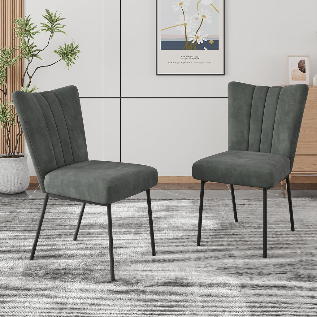 ZckyCine Dining Chairs Set of 4, Upholstered Velvet Kitchen Chairs with Thick Padded Seat and Sturdy Metal Legs, Modern Farmhouse Accent Chairs for Dining Room, Living Room（Just 4 Chairs）